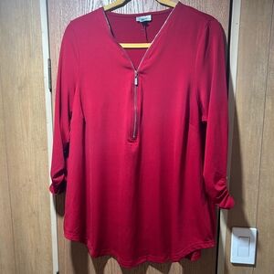 Avenue Red Zippered Blouse 18/2XL